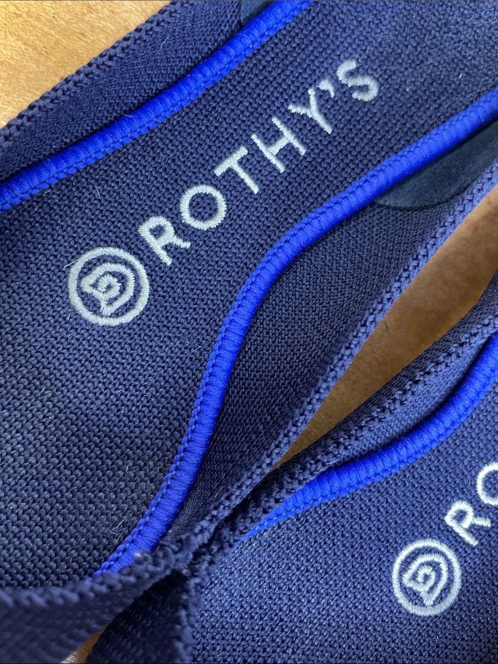 Rothy's Navy Pointed Knit Flats with Blue Trim. Size 5 - Picture 4 of 12